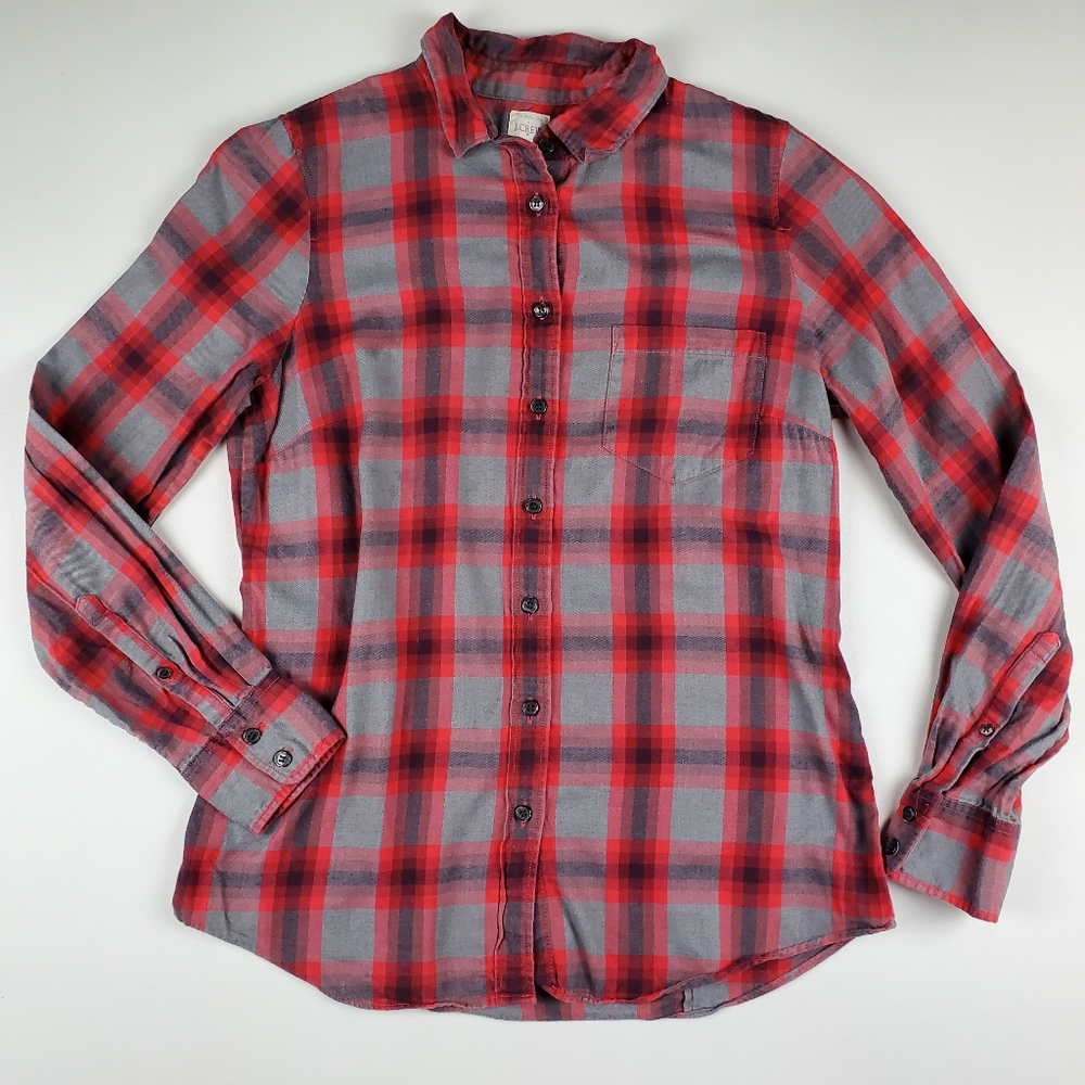 J. Crew The Perfect Shirt Flannel Plaid 90s Button Up Long Sleeve Shirt  Size S
